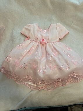 Delicate Pink Floral Embroidered Girls' Casual Dress